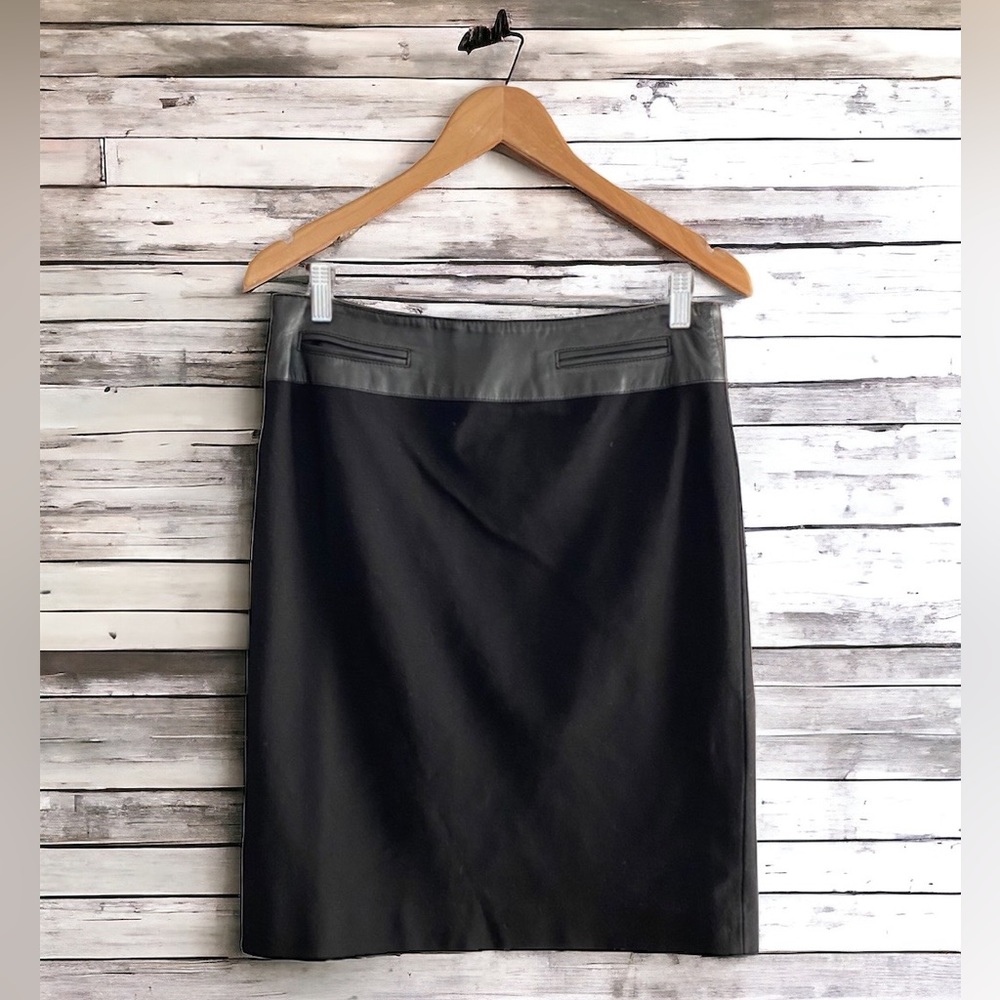 ❄️ 50% off winter Worth black tailored pencil leather waist stretch mini skirt 4